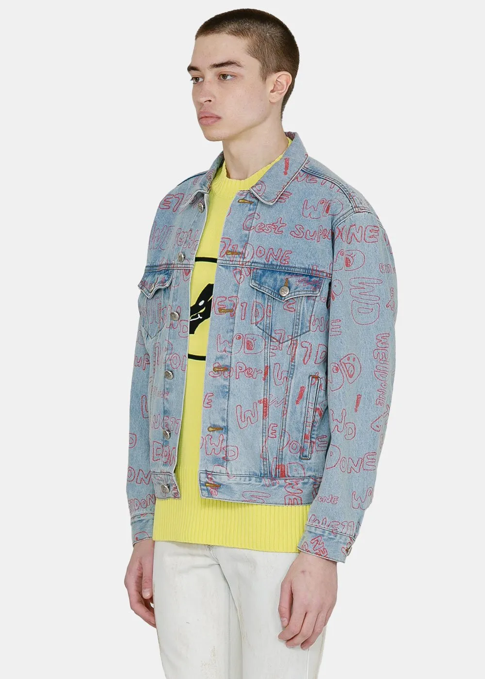 Graffiti Print Denim Jacket