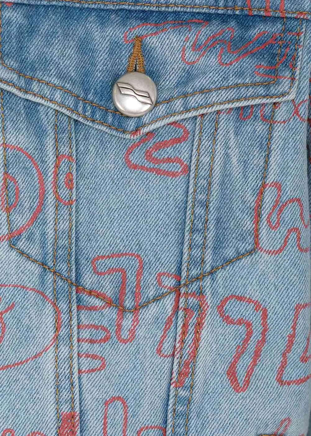Graffiti Print Denim Jacket