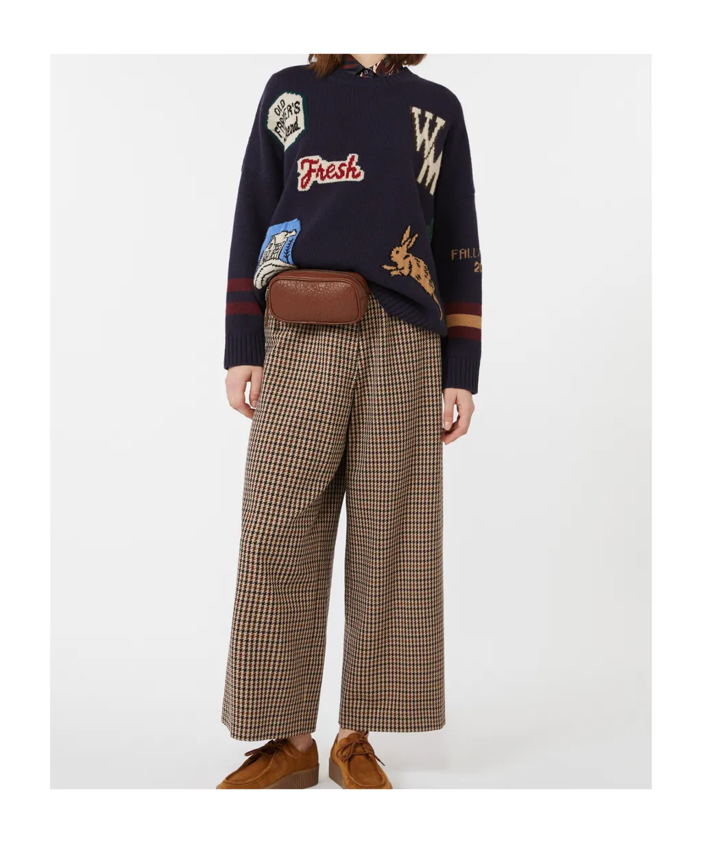Ebe Houndstooth Wide Leg Pants