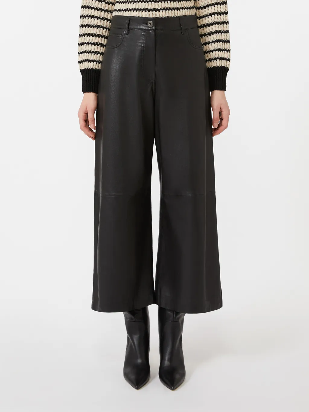 Wide Leg Leather Trousers