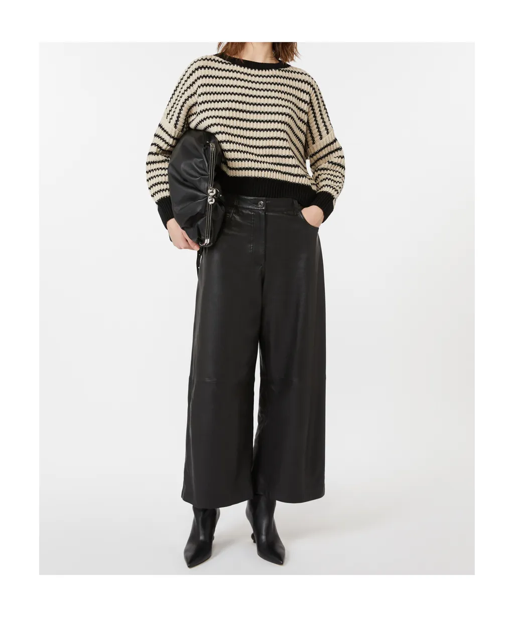 Wide Leg Leather Trousers