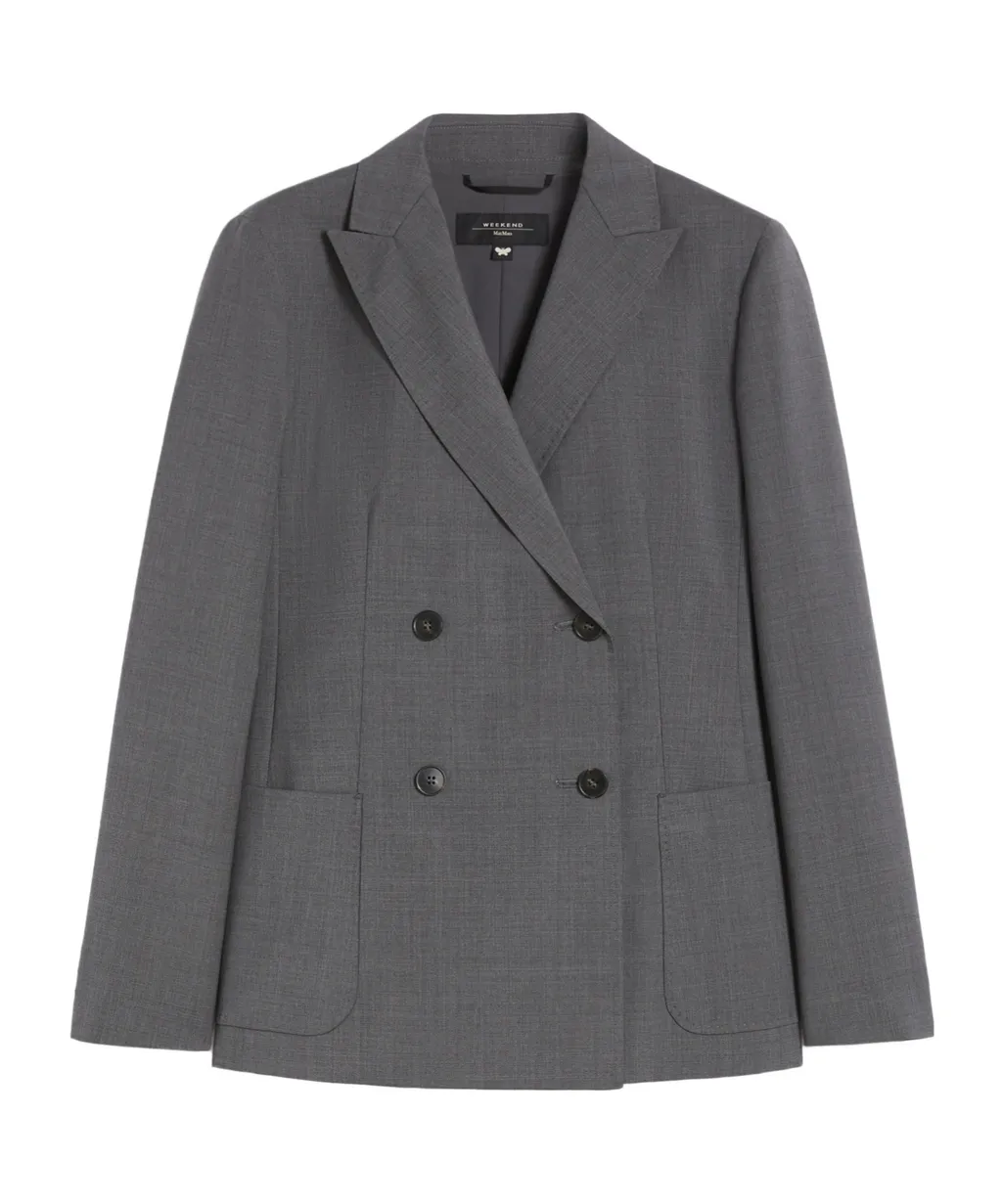 Double-Breasted Blazer In Wool Canvas