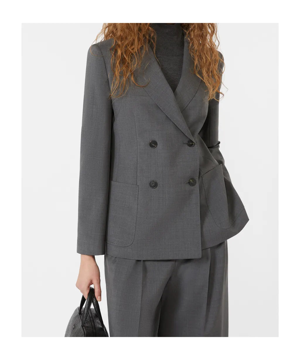 Double-Breasted Blazer In Wool Canvas