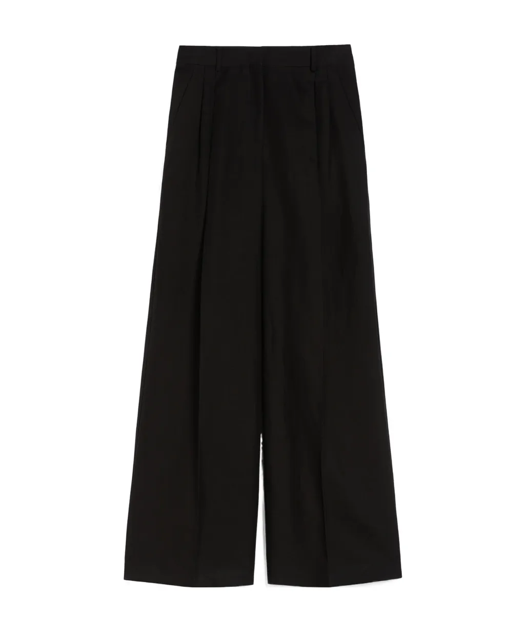 Viscose And Linen Wide Trousers