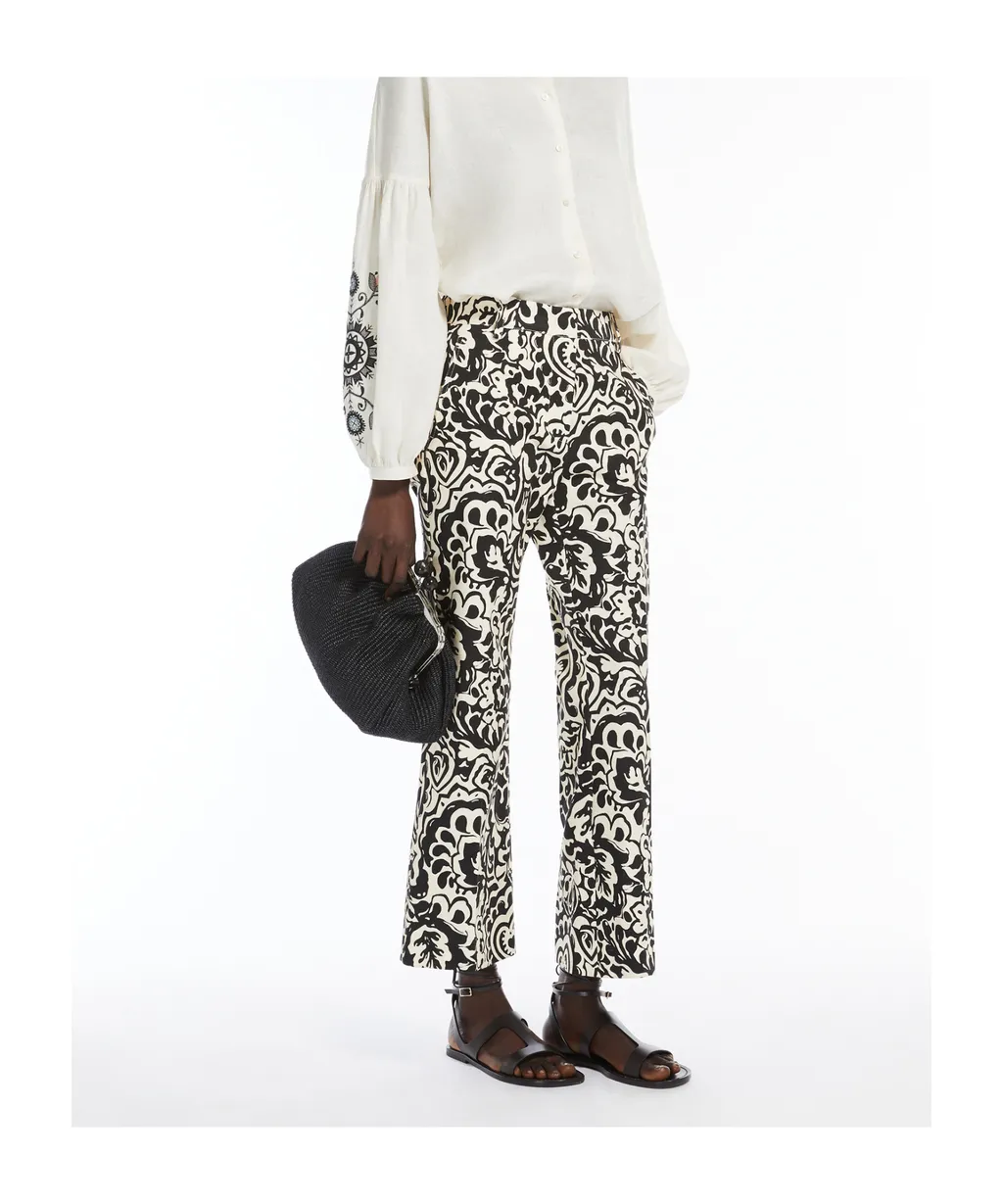 Printed Basketweave Trousers