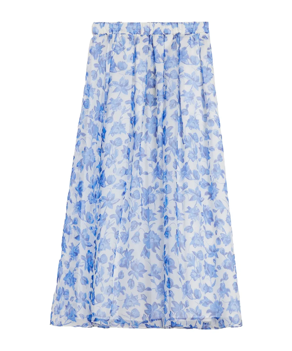 Printed Flared Midi Skirt