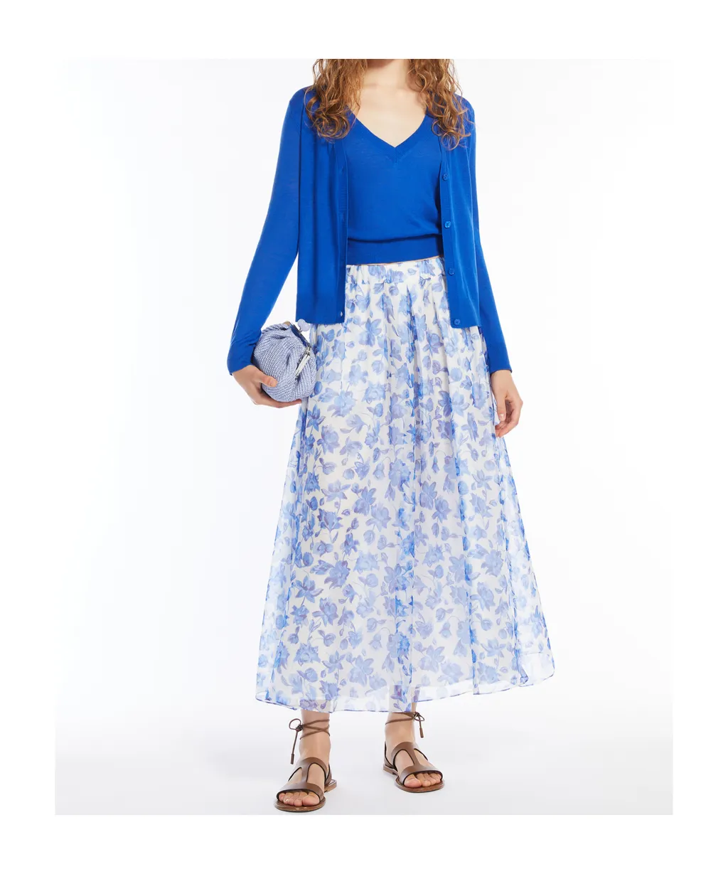 Printed Flared Midi Skirt