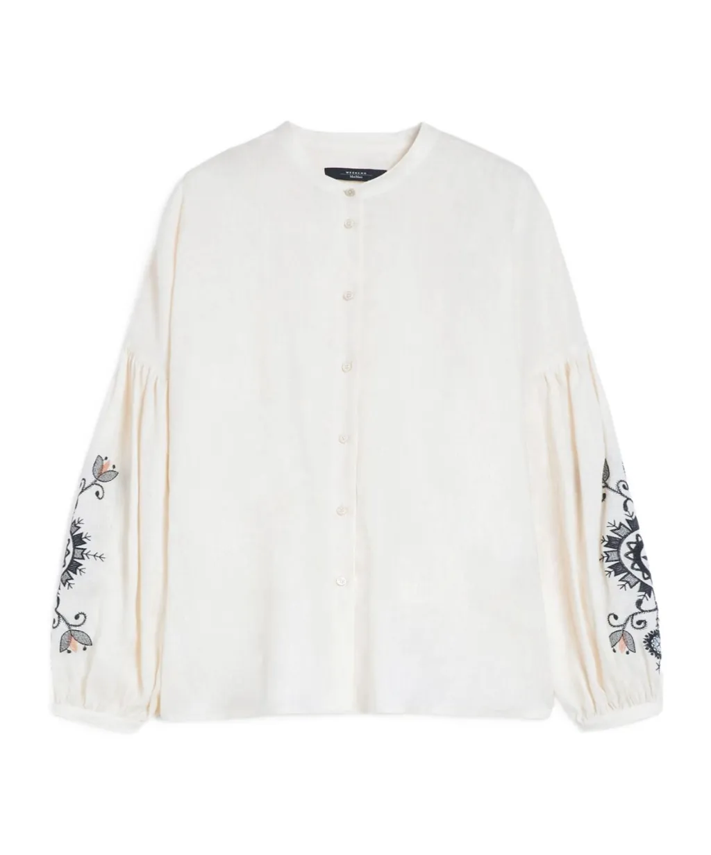 Linen Mandarin Collar Shirt