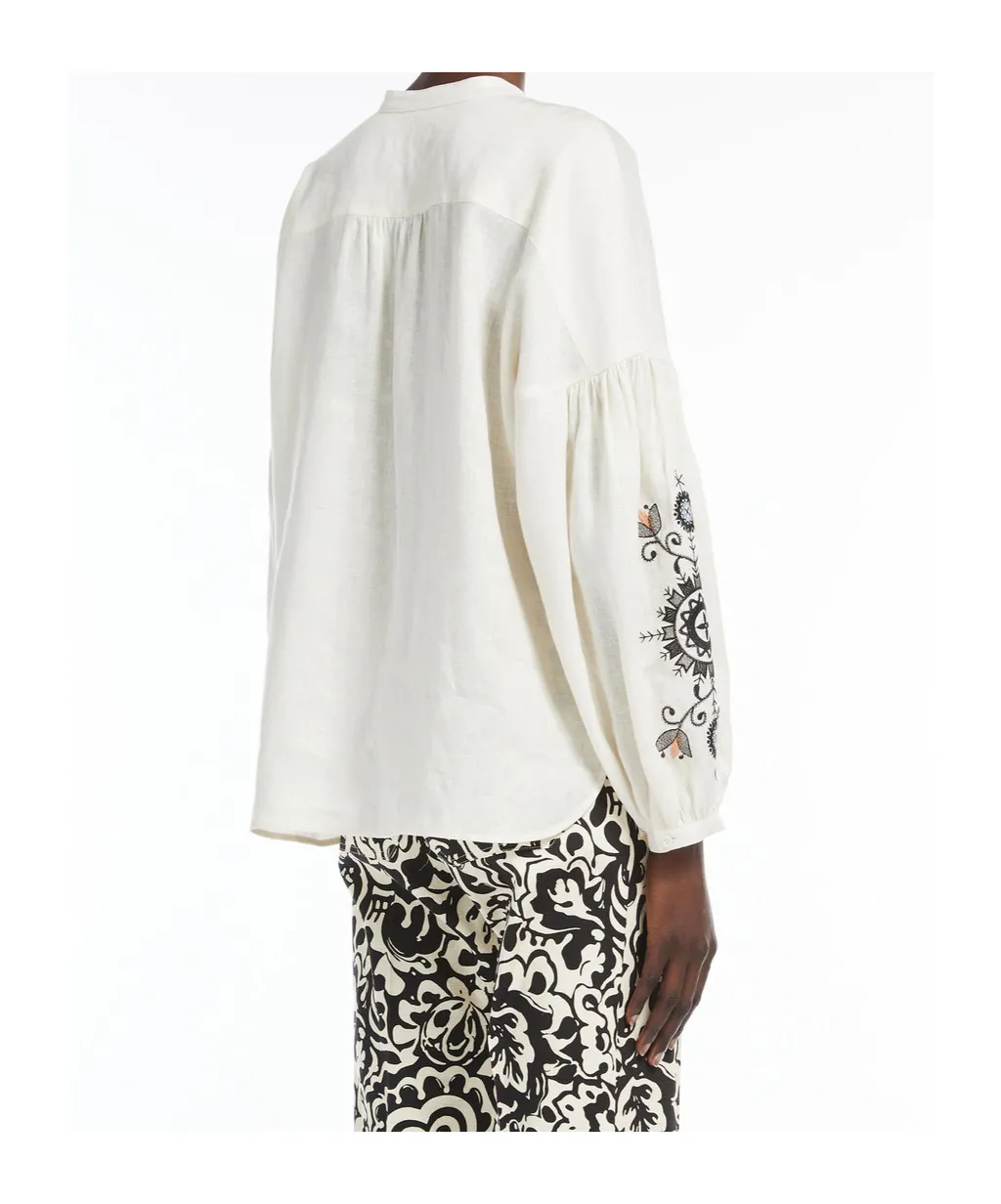 Linen Mandarin Collar Shirt
