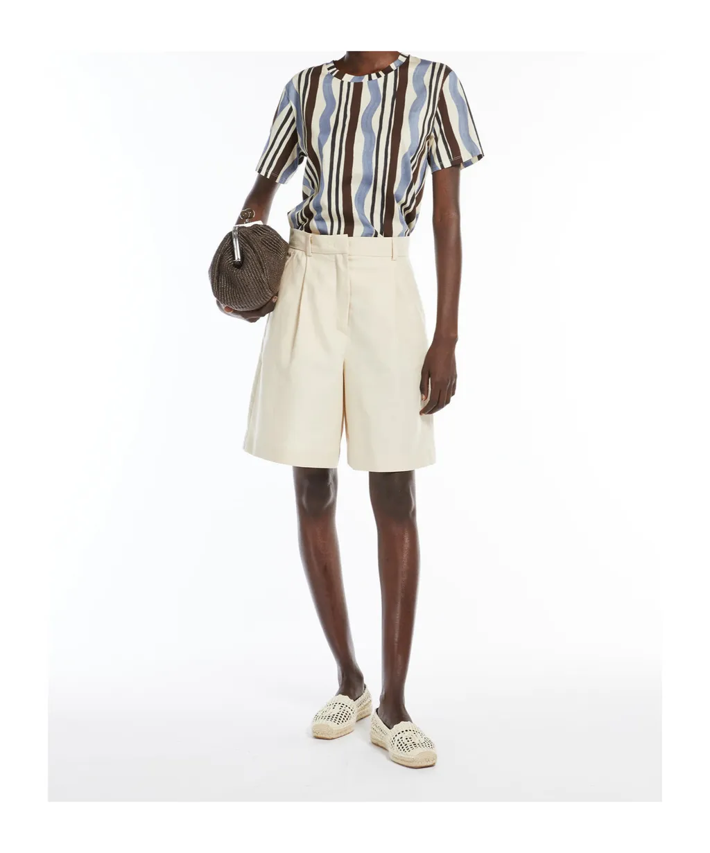 Cotton And Linen Flared Bermuda Shorts