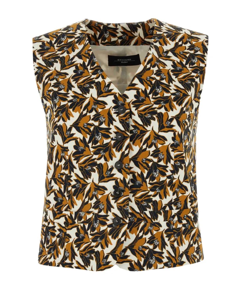 All-Over Patterned V-Neck Vest
