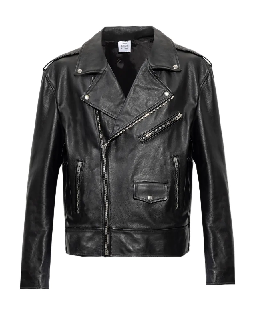 Long-Sleeved Leather Jacket
