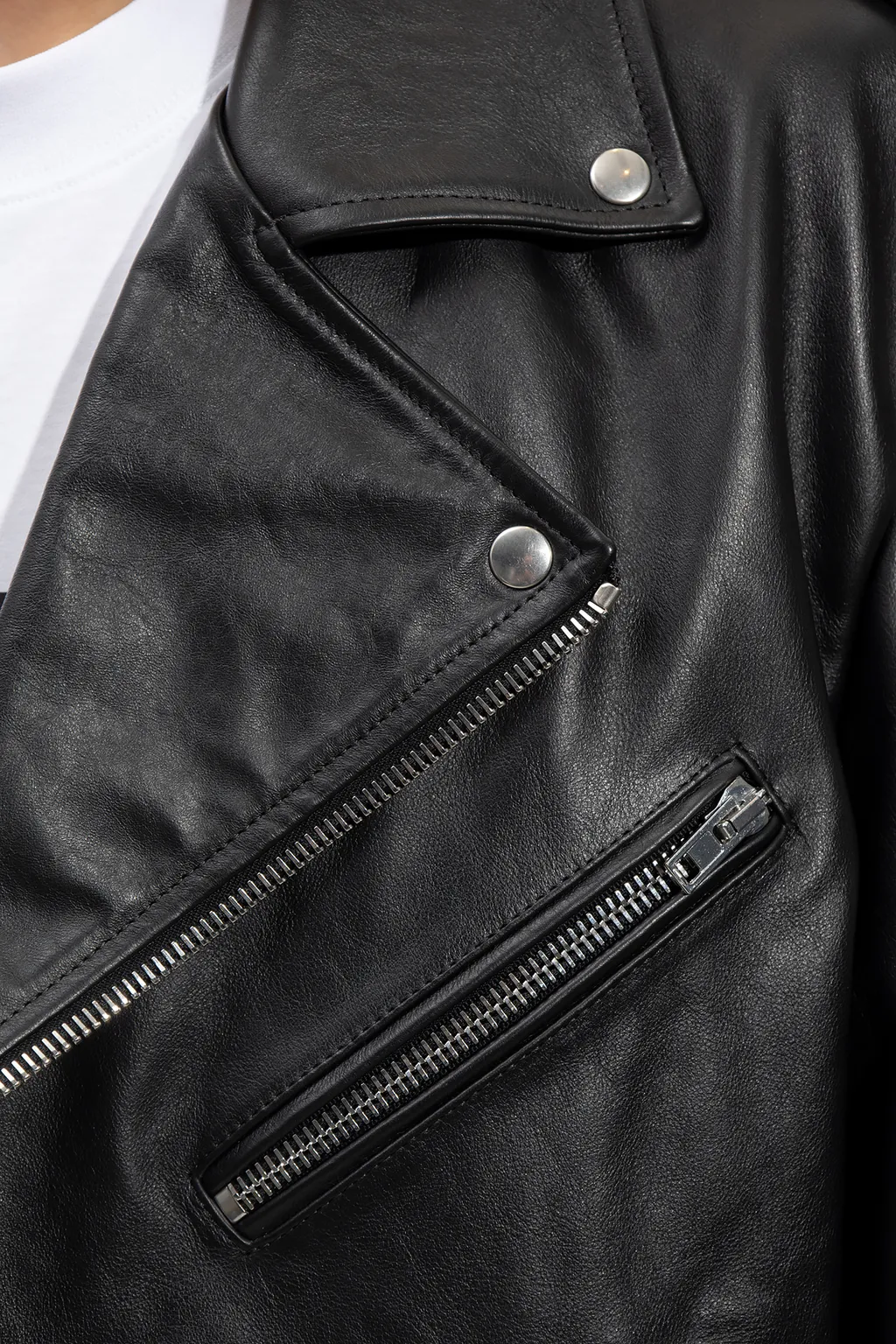 Long-Sleeved Leather Jacket