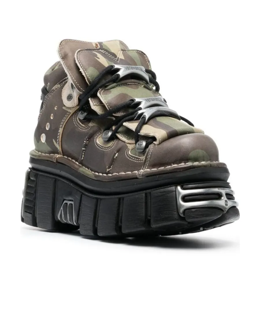 X New Rock Camo Printed Platform Sneakers