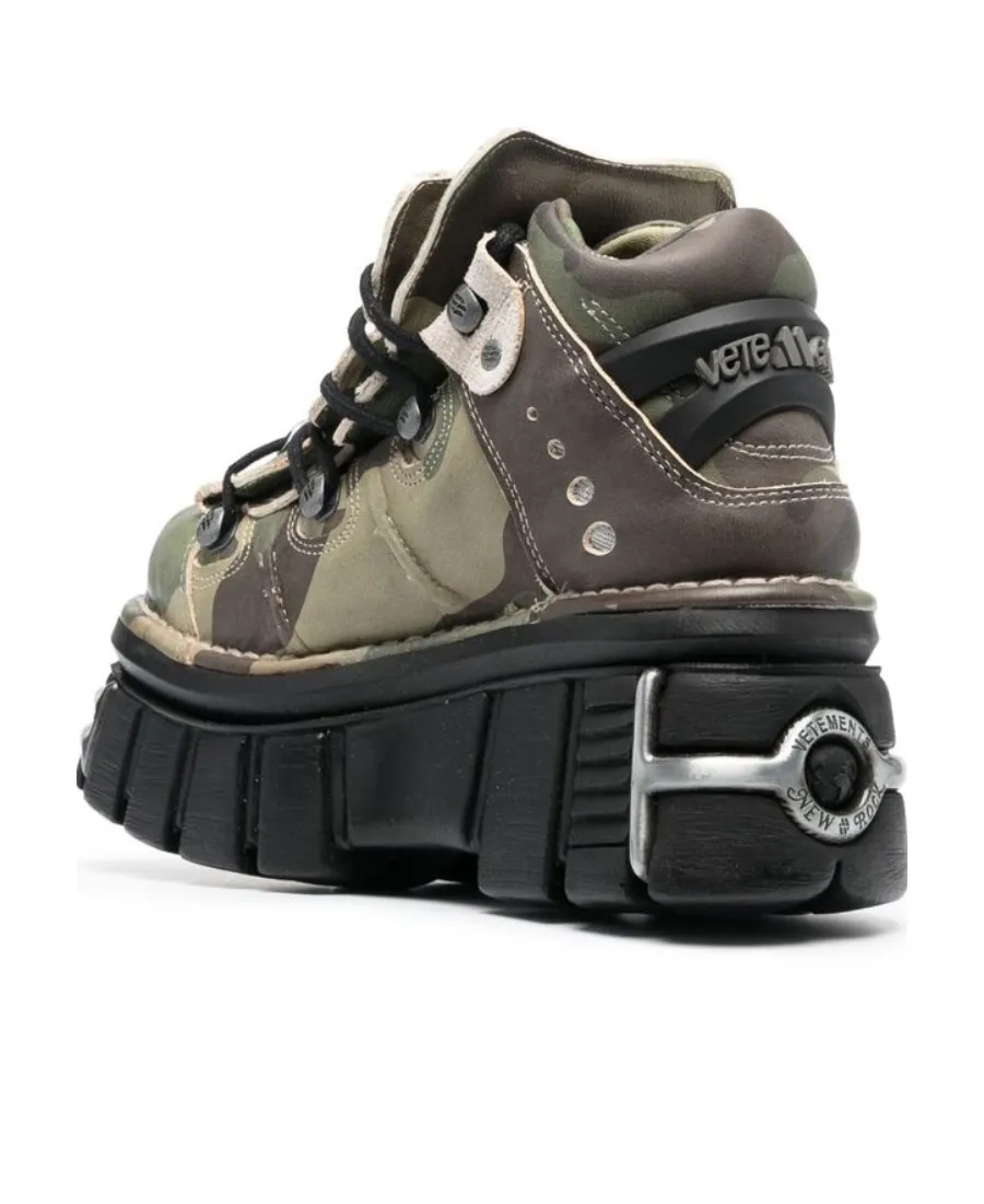 X New Rock Camo Printed Platform Sneakers
