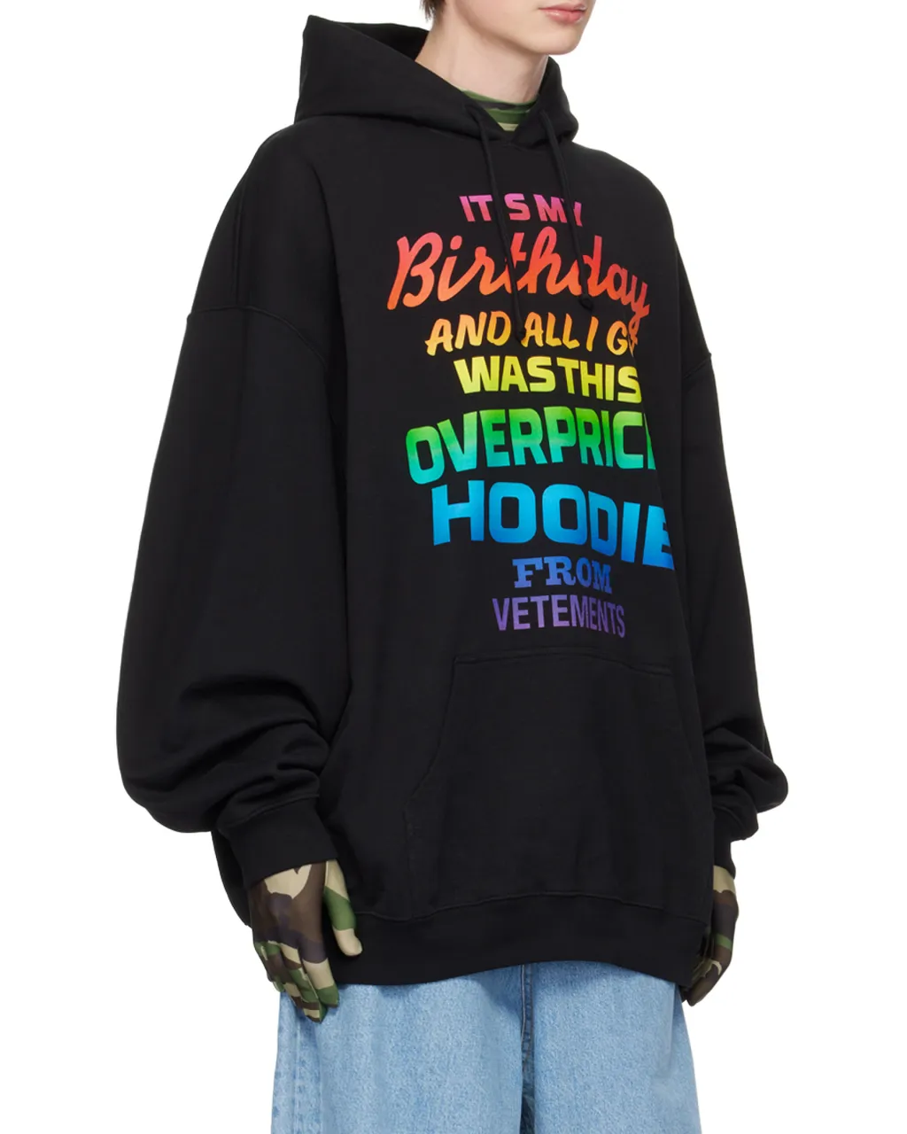 Rainbow Text-Print Hoodie
