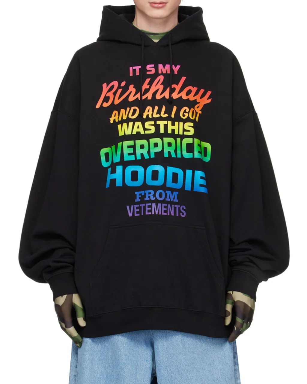 Rainbow Text-Print Hoodie