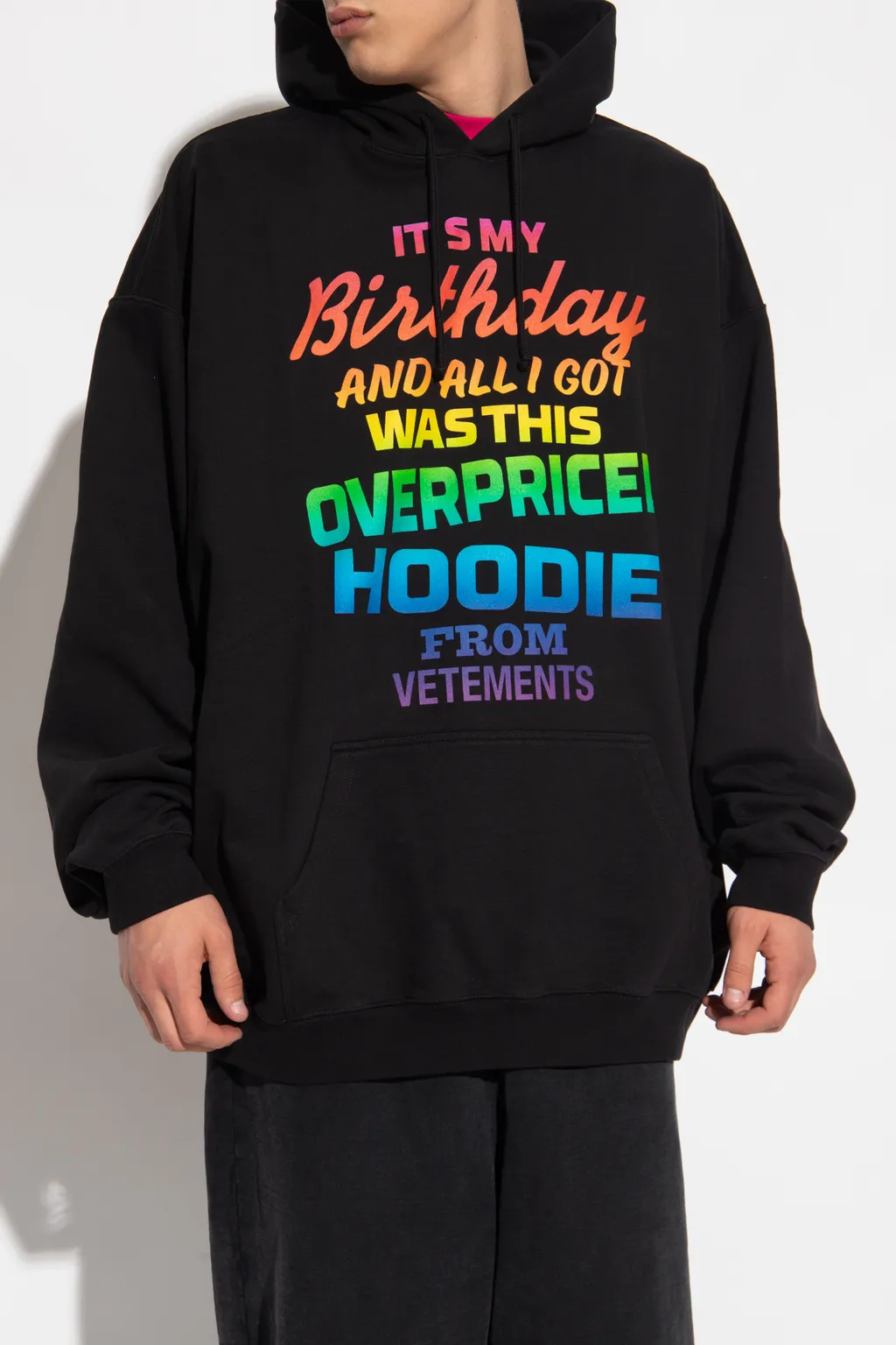 Rainbow Text-Print Hoodie
