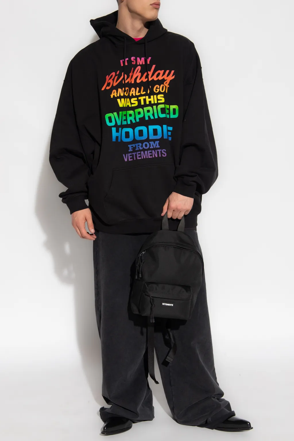 Rainbow Text-Print Hoodie