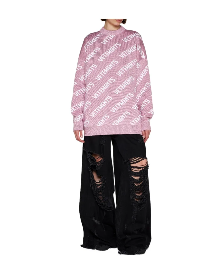 All-Over Logo Embroidered Sweater