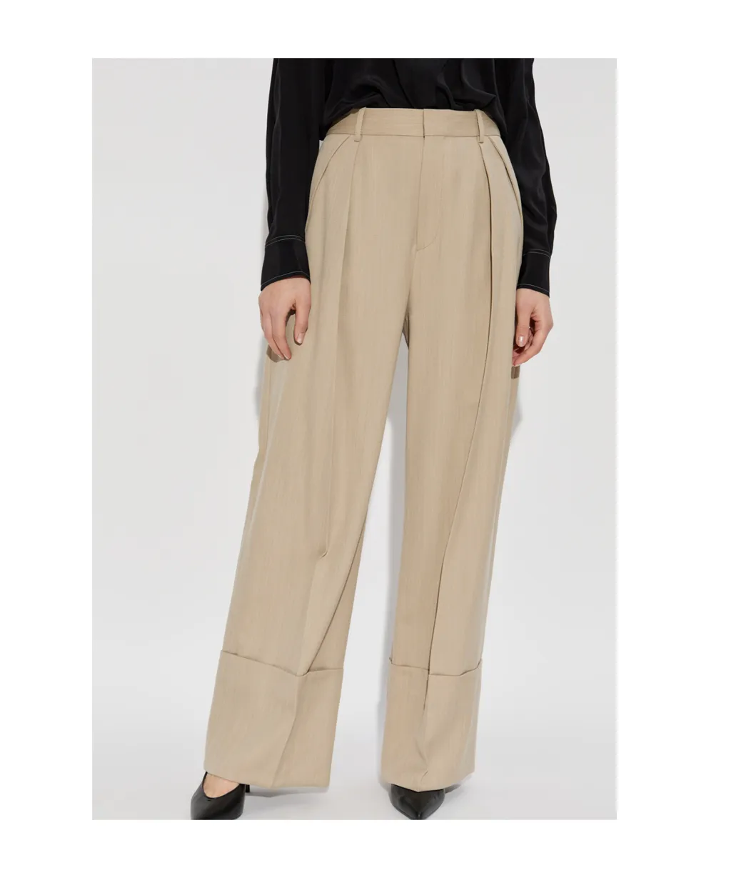 Wide Leg Turn-Up Trousers