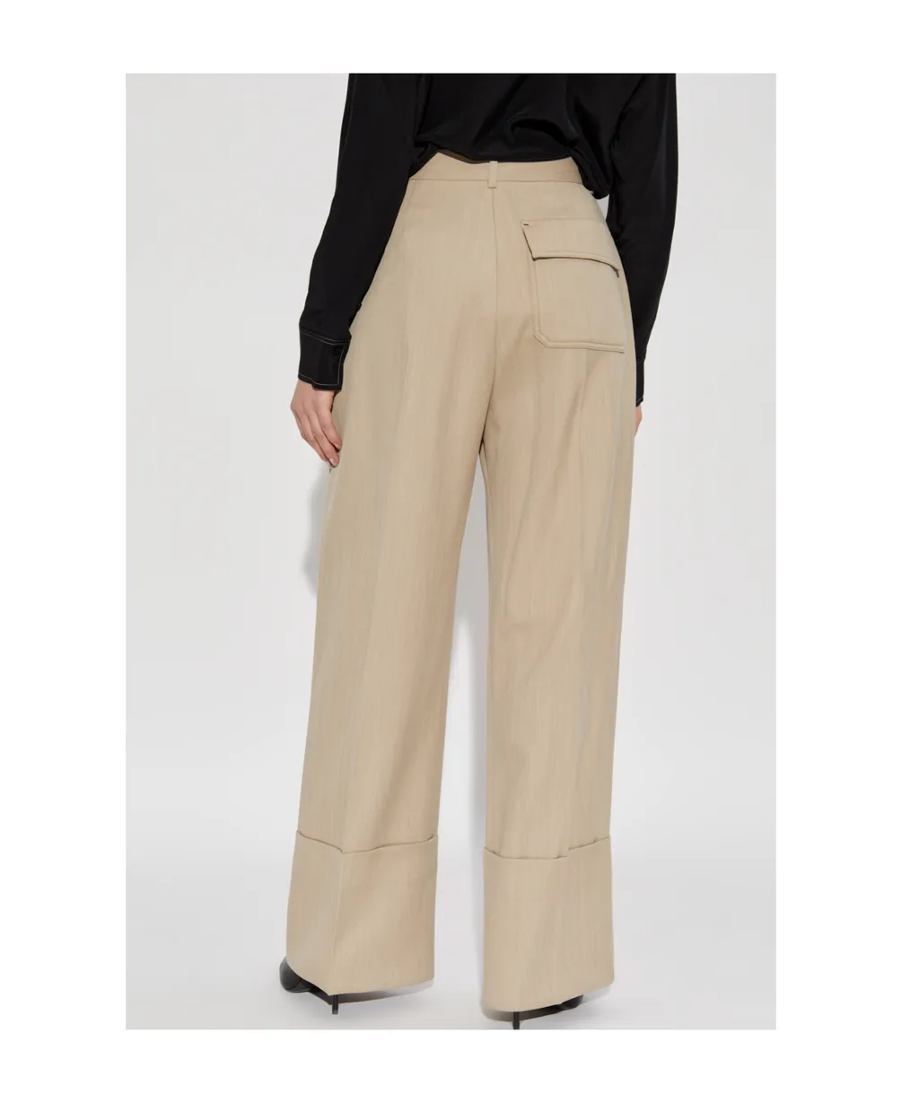 Wide Leg Turn-Up Trousers