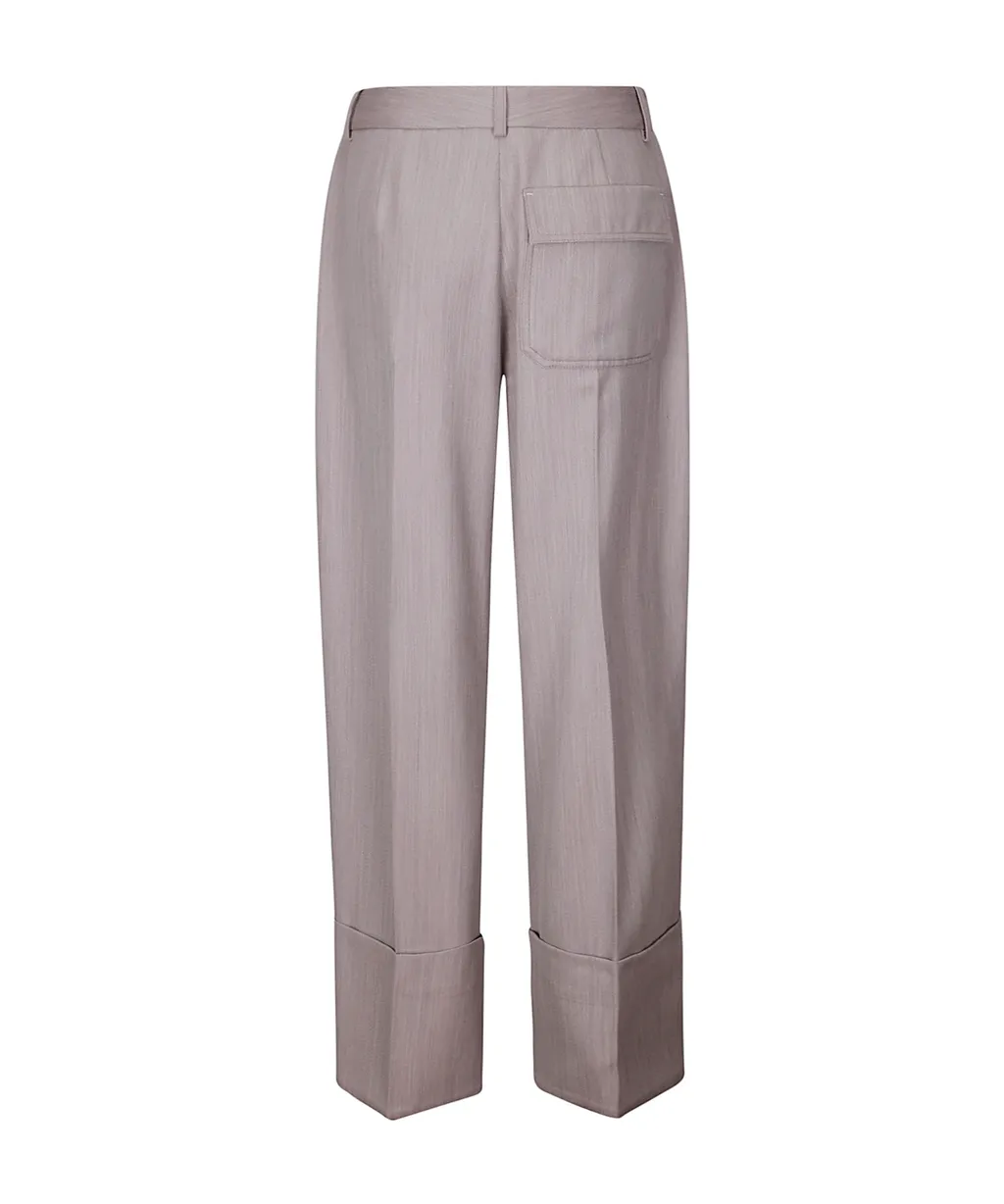 Wide Leg Turn-Up Trousers