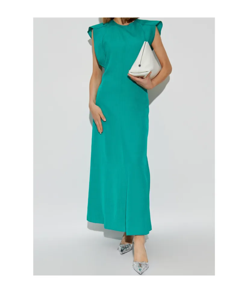 Folded Cap-Sleeve Midi Dress