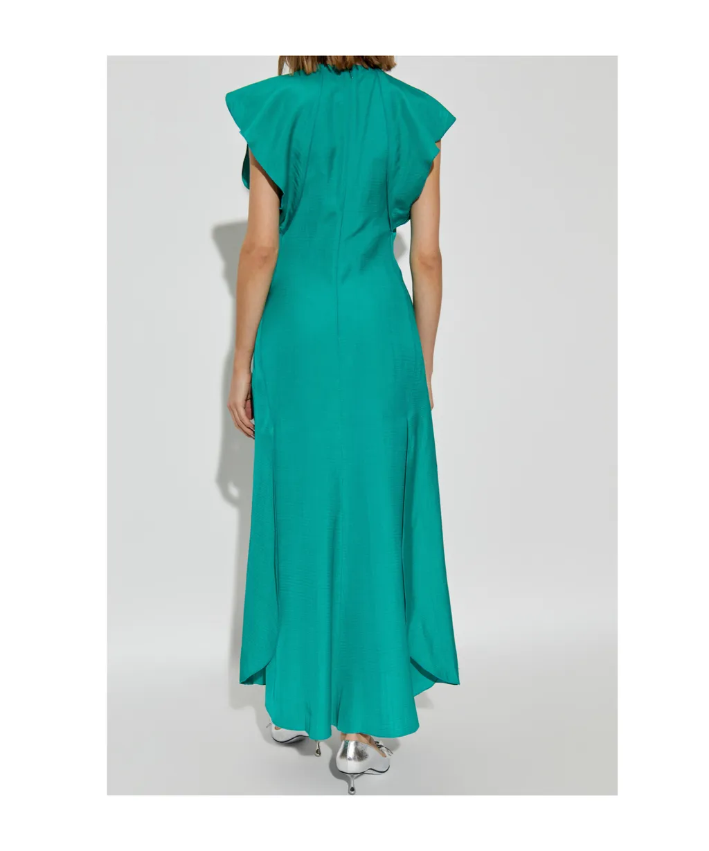 Folded Cap-Sleeve Midi Dress