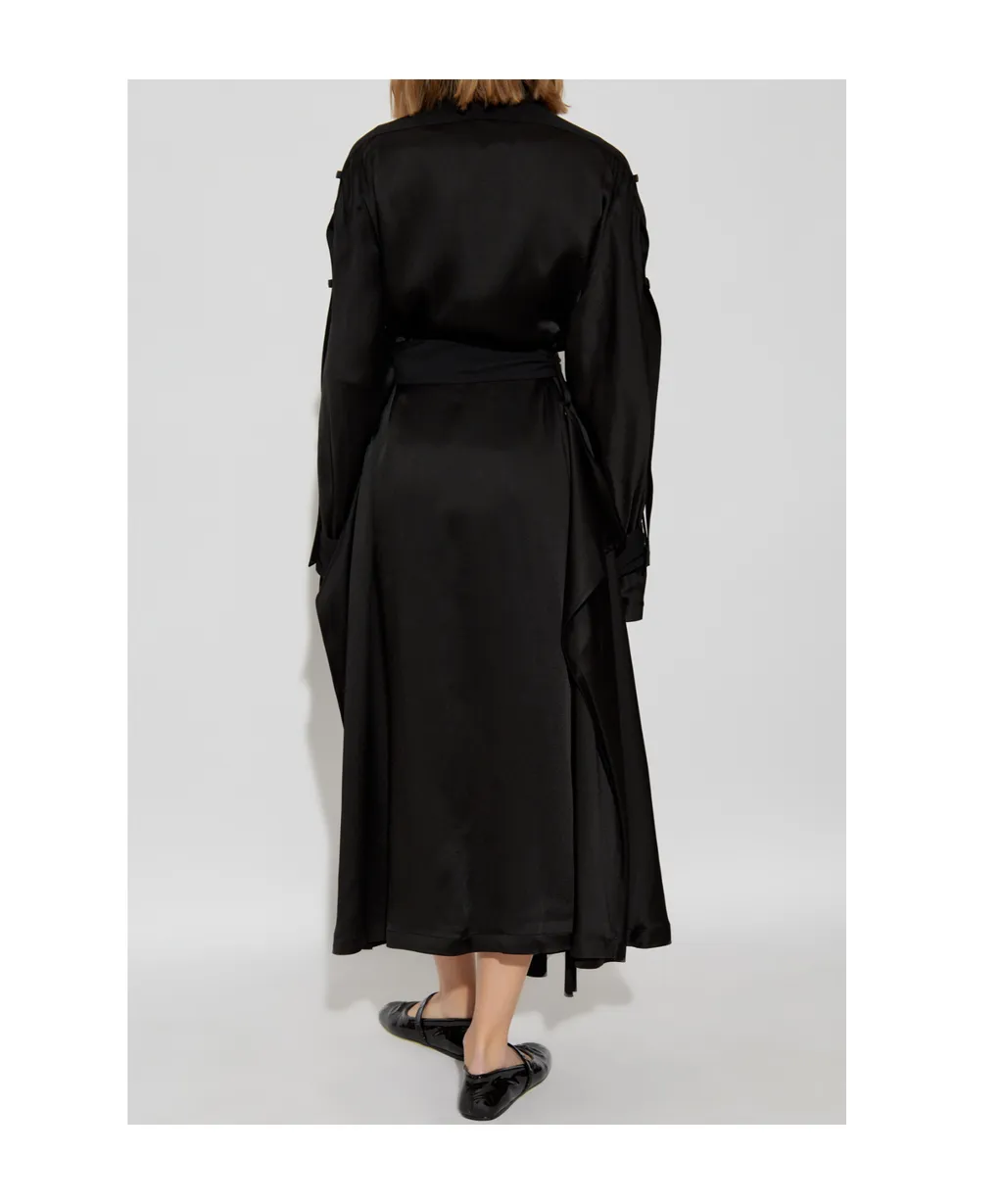 Contrast-Trim Trench Coat