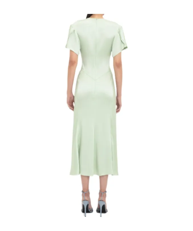 Gathered V-Neck Midi Dress