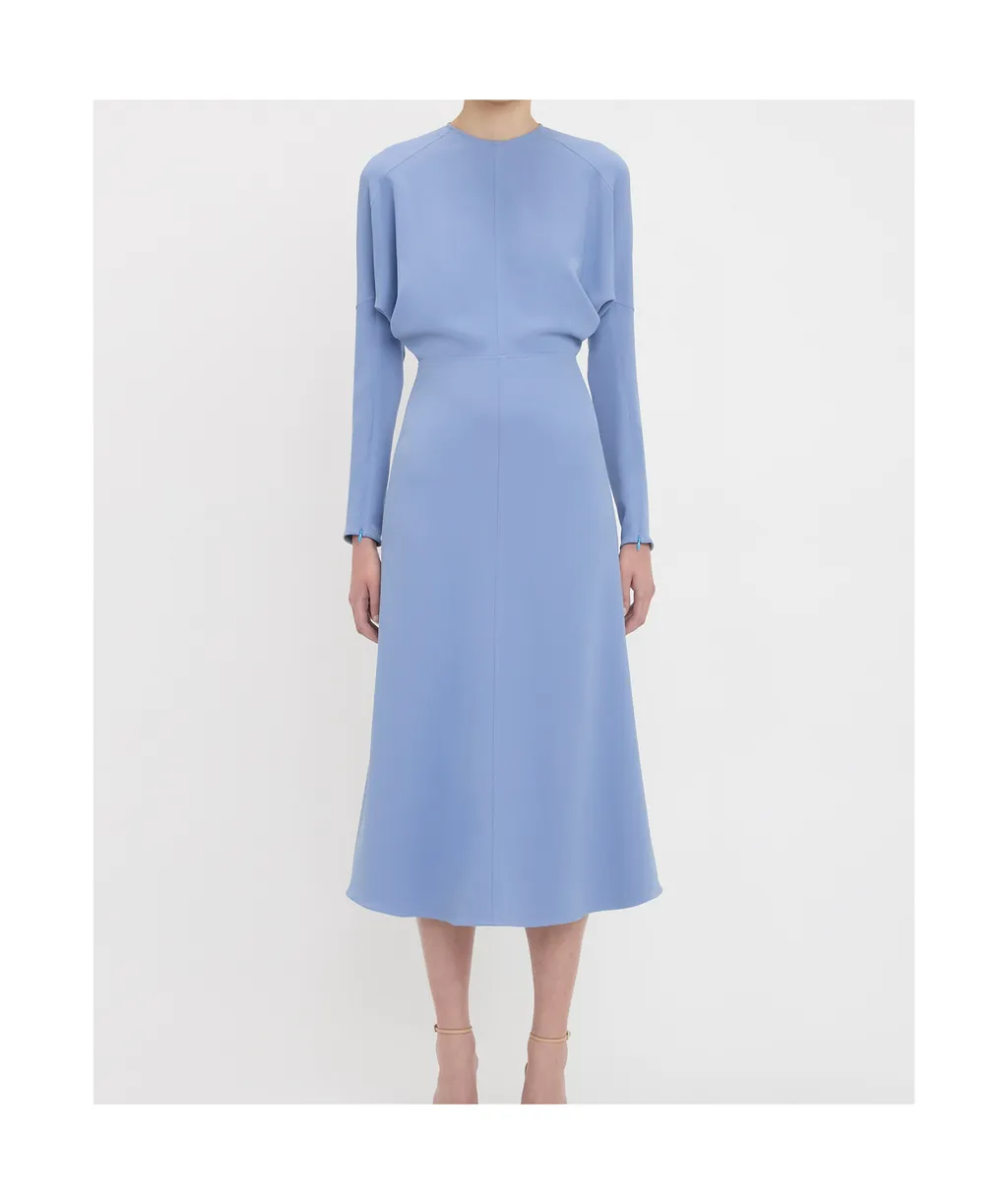Cady Draped Crewneck Midi Dress