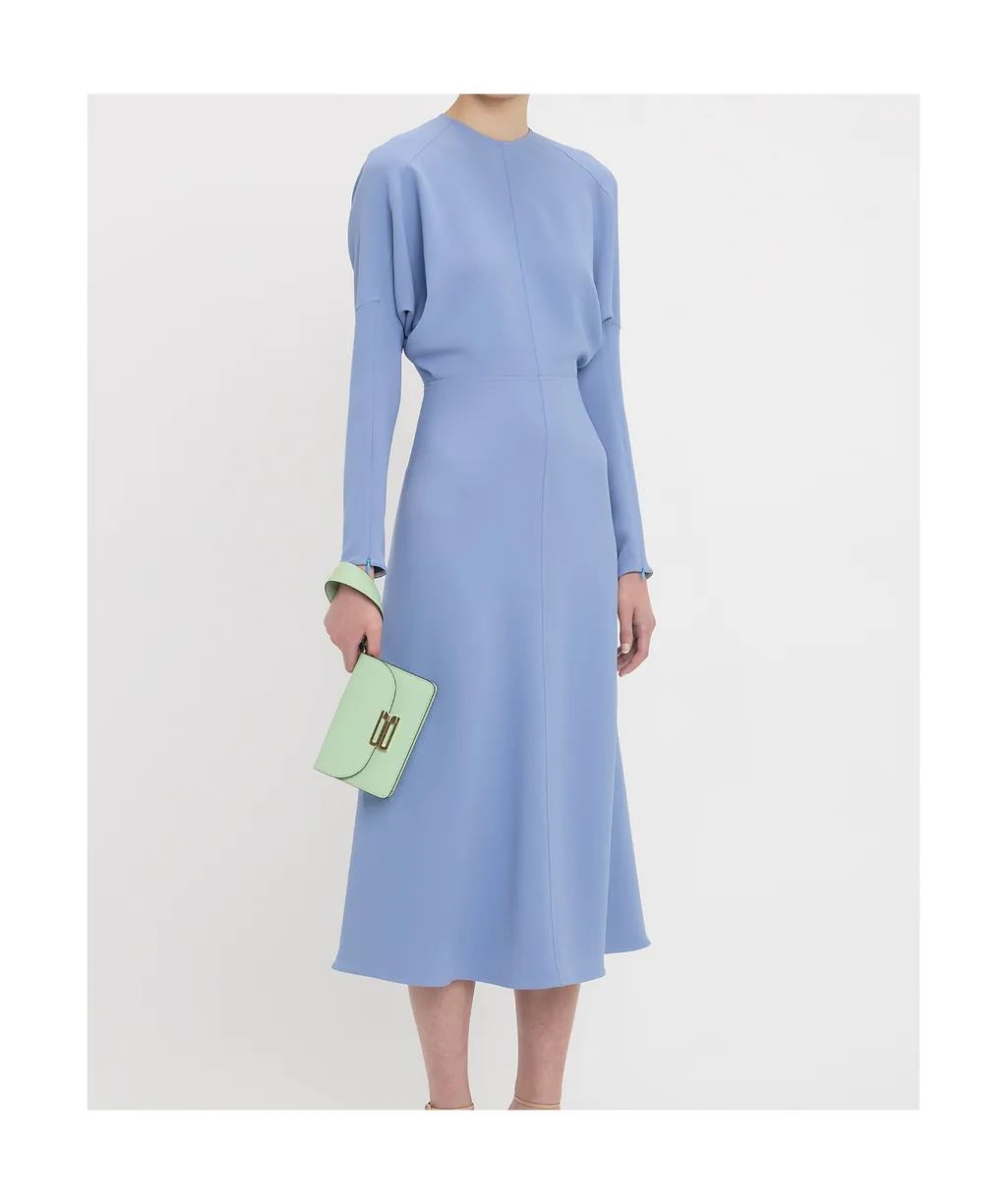 Cady Draped Crewneck Midi Dress