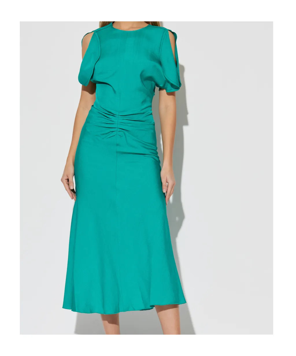 Gathered-Detail Midi Dress