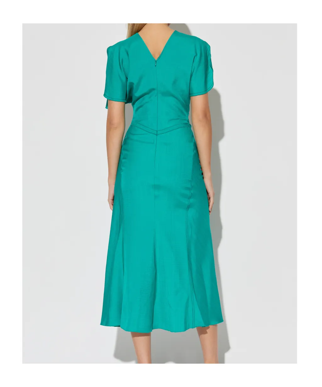 Gathered-Detail Midi Dress