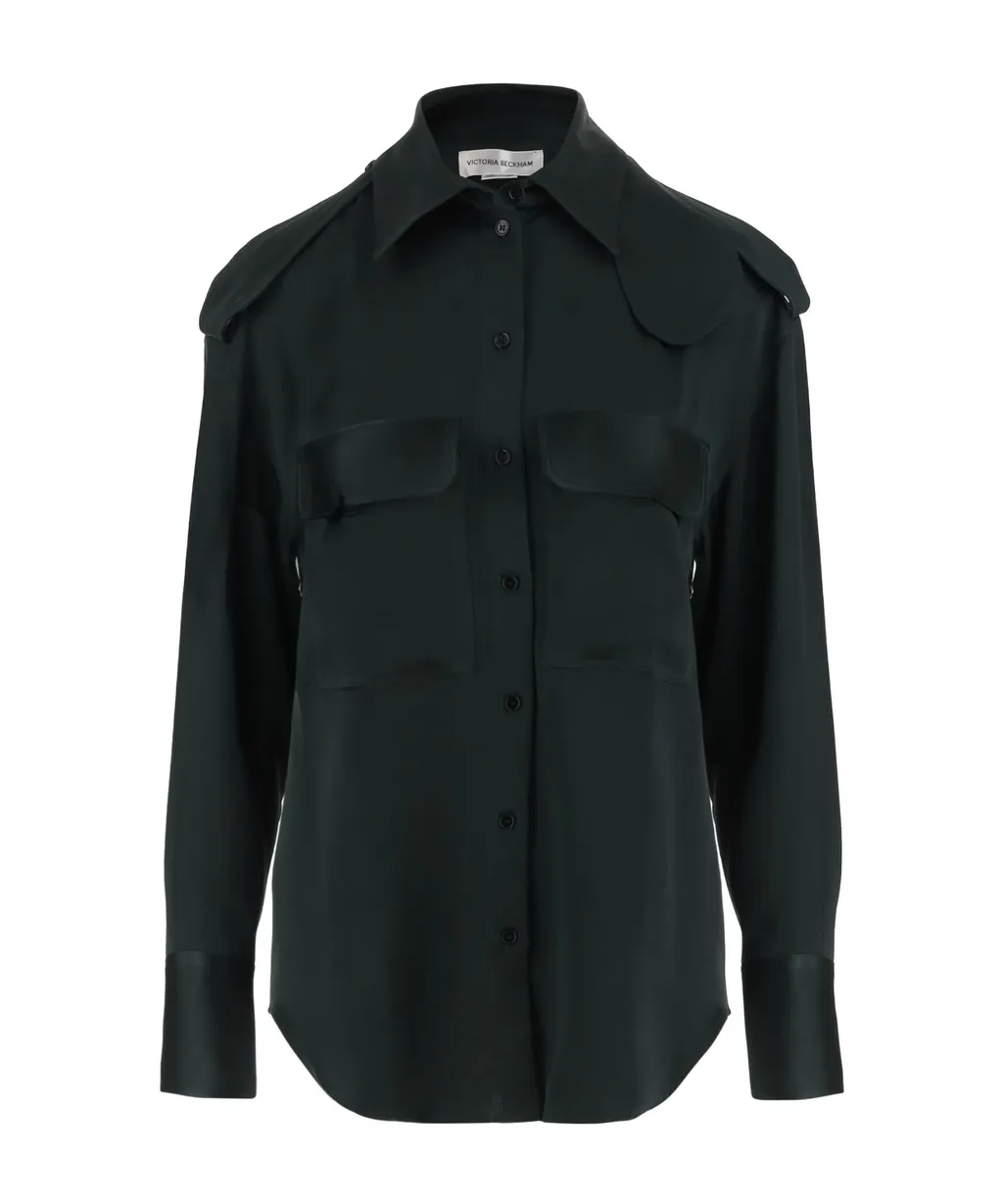 Curved Hem Satin Shirt