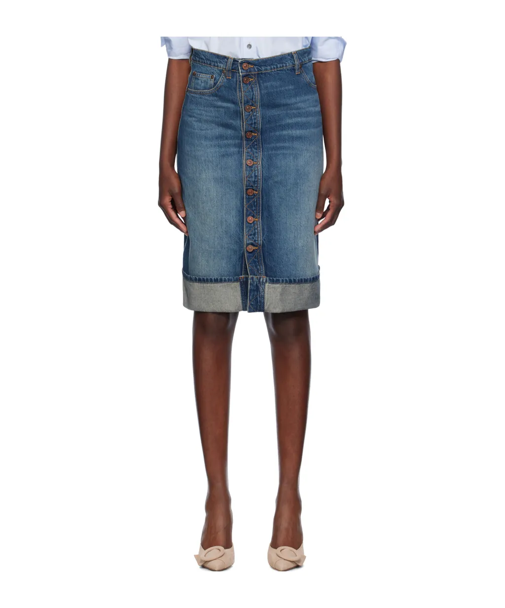 Button-Down Denim Skirt