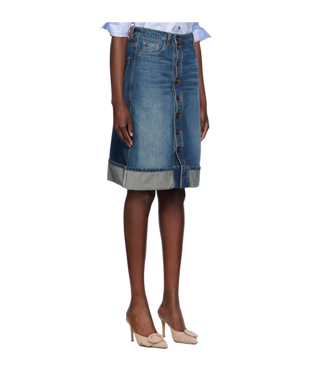 Button-Down Denim Skirt