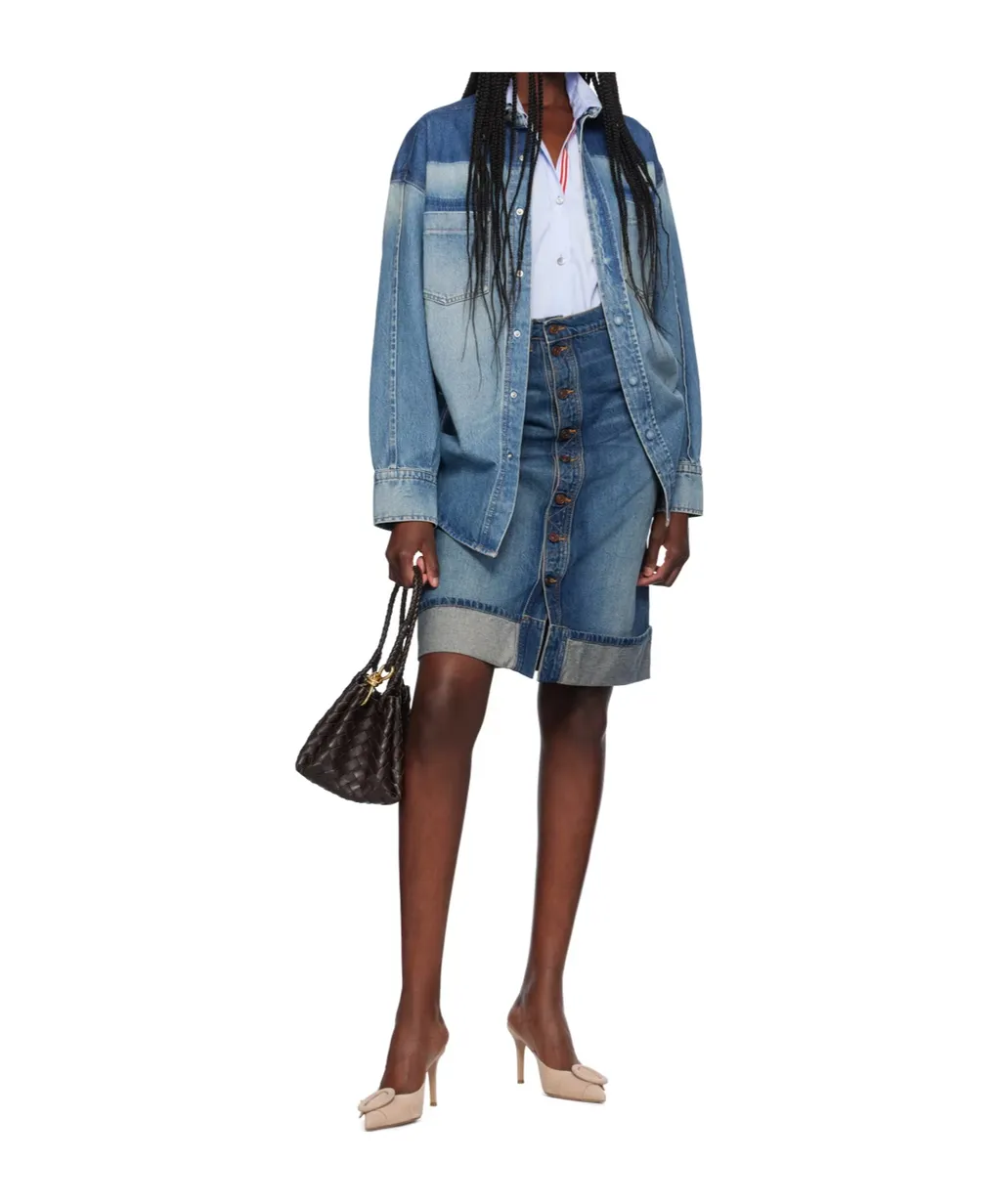 Button-Down Denim Skirt