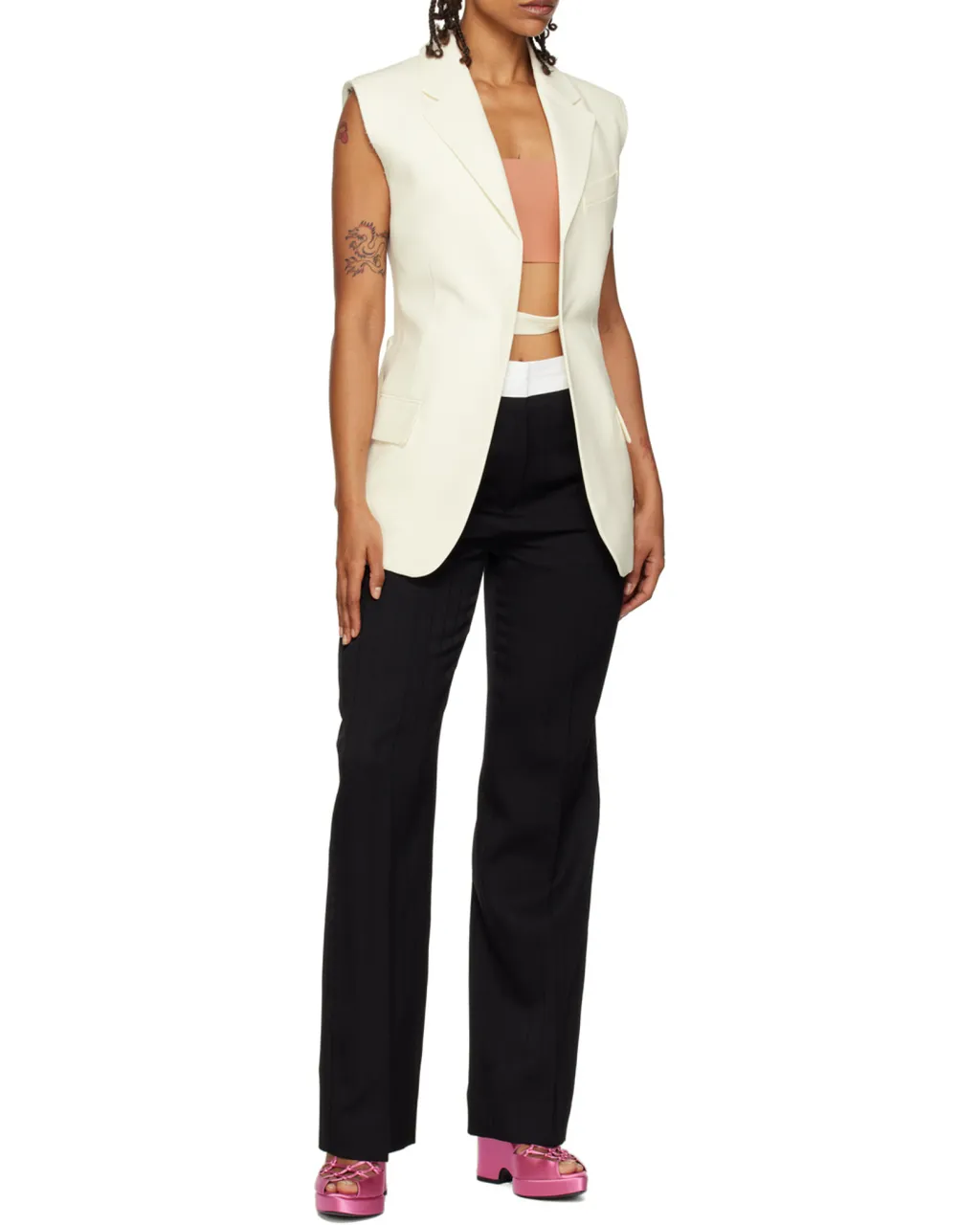 Two-Tone Sleeveless Jacket