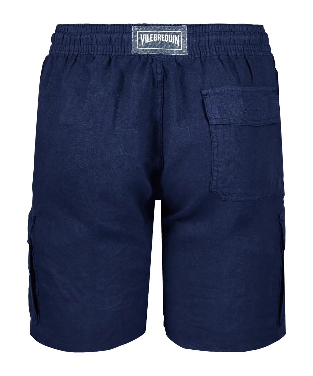 Logo-Patch Linen Shorts