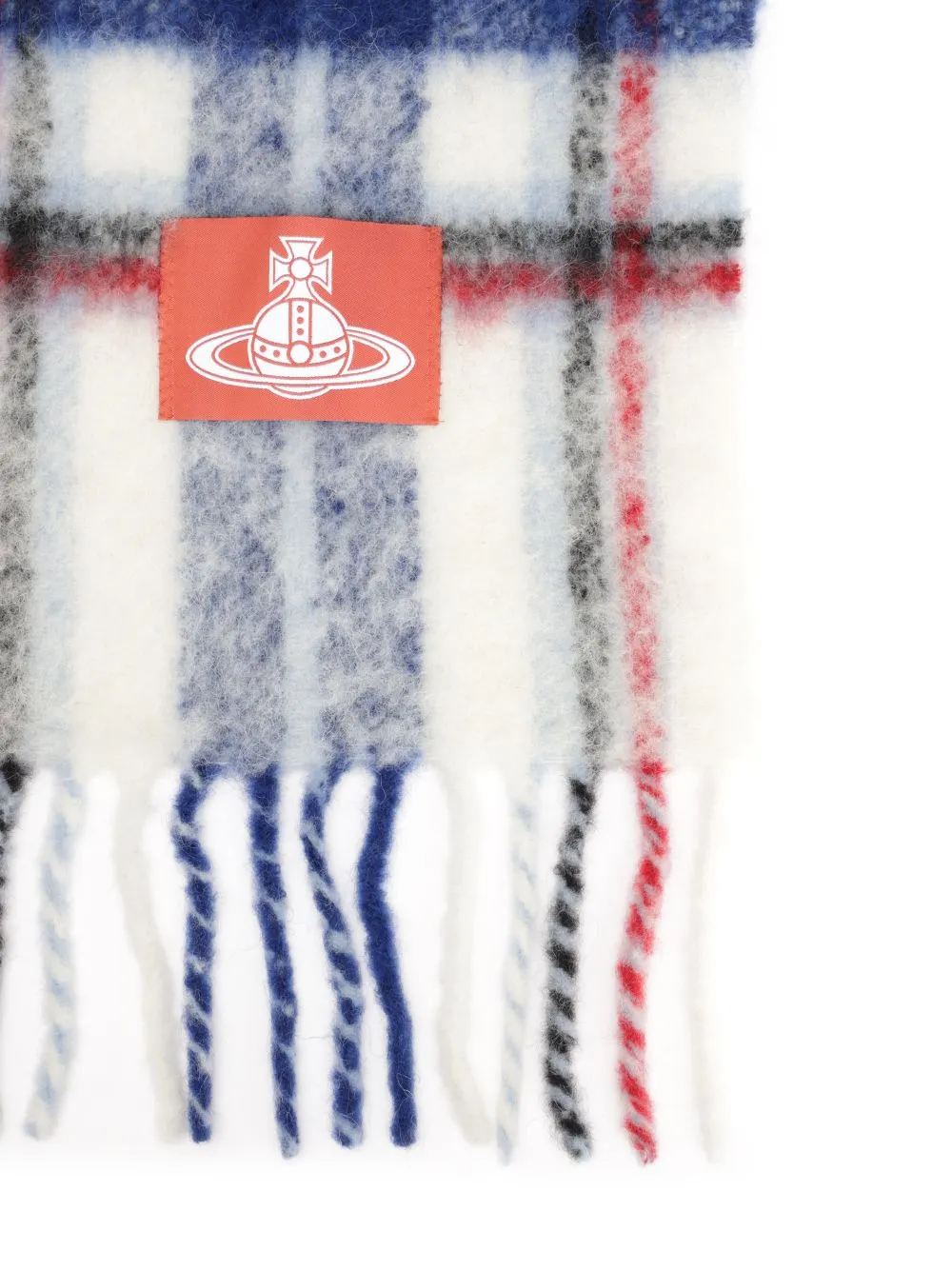 Logo Patch Checked Fringed Scarf