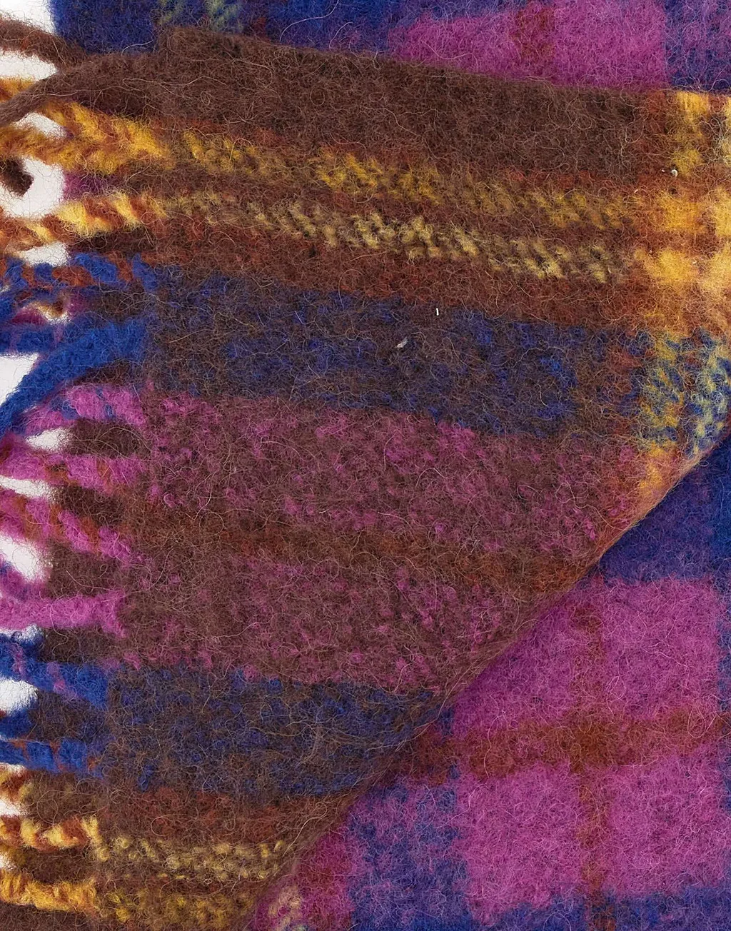 Logo Patch Checked Fringed Scarf