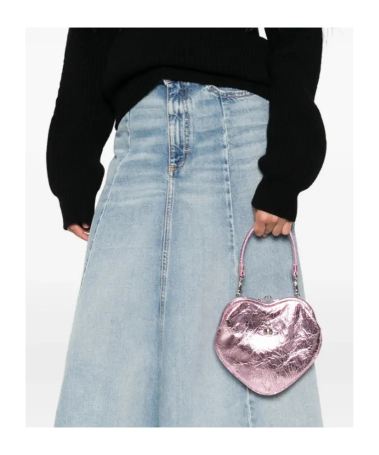 Heart-Shaped Metallic Clutch Bag