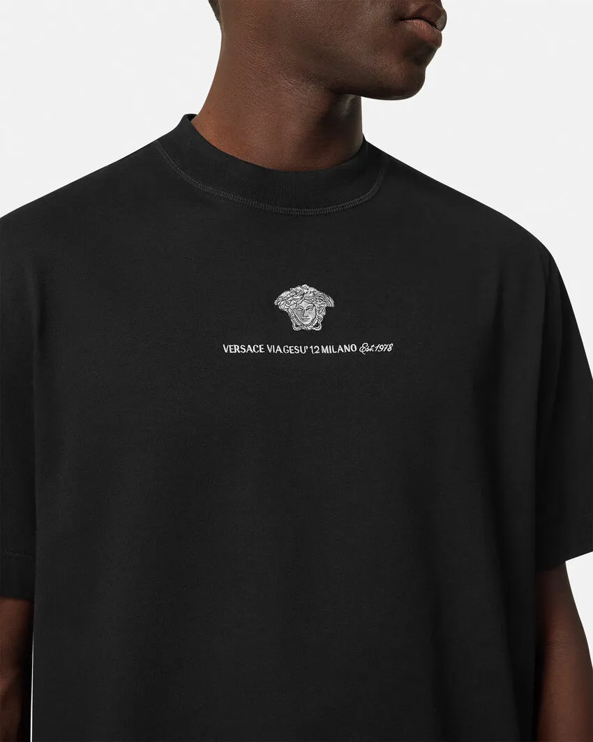 Medusa Milano Embroidered Crewneck T-Shirt