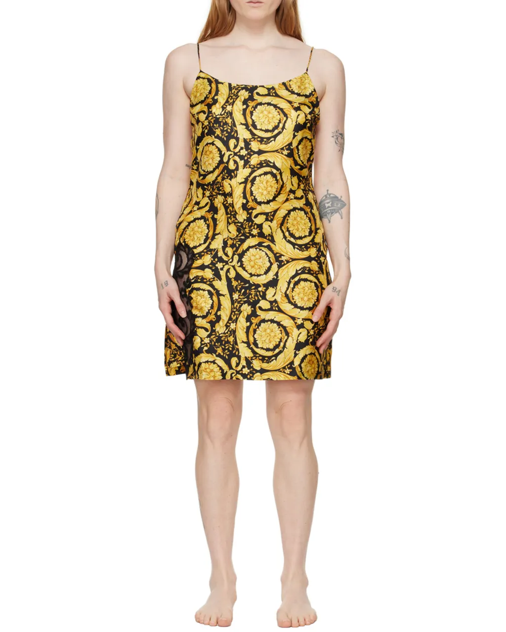 Barocco-Printed Lace-Trim Nightdress