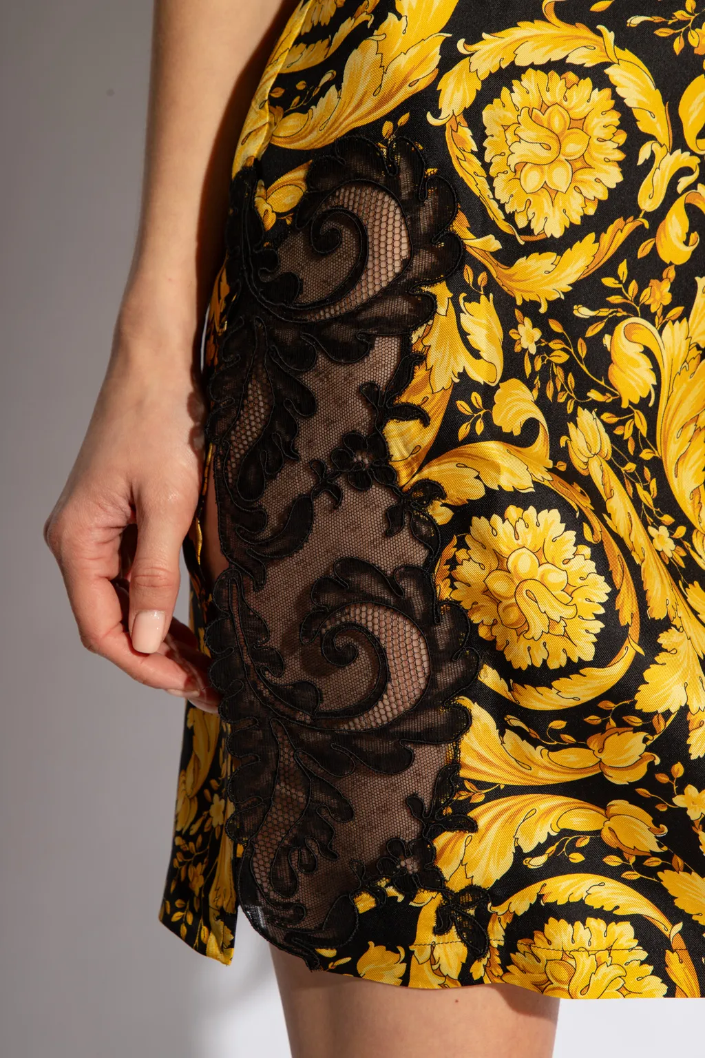 Barocco-Printed Lace-Trim Nightdress