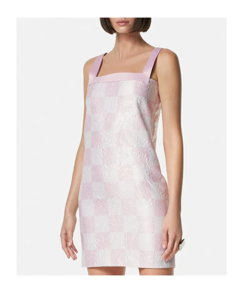 Check-Printed Sleeveless Mini Dress