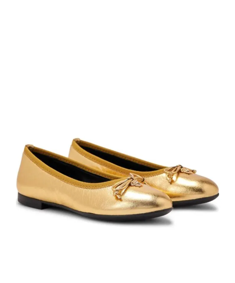 Metallic Leather Ballerina Shoes