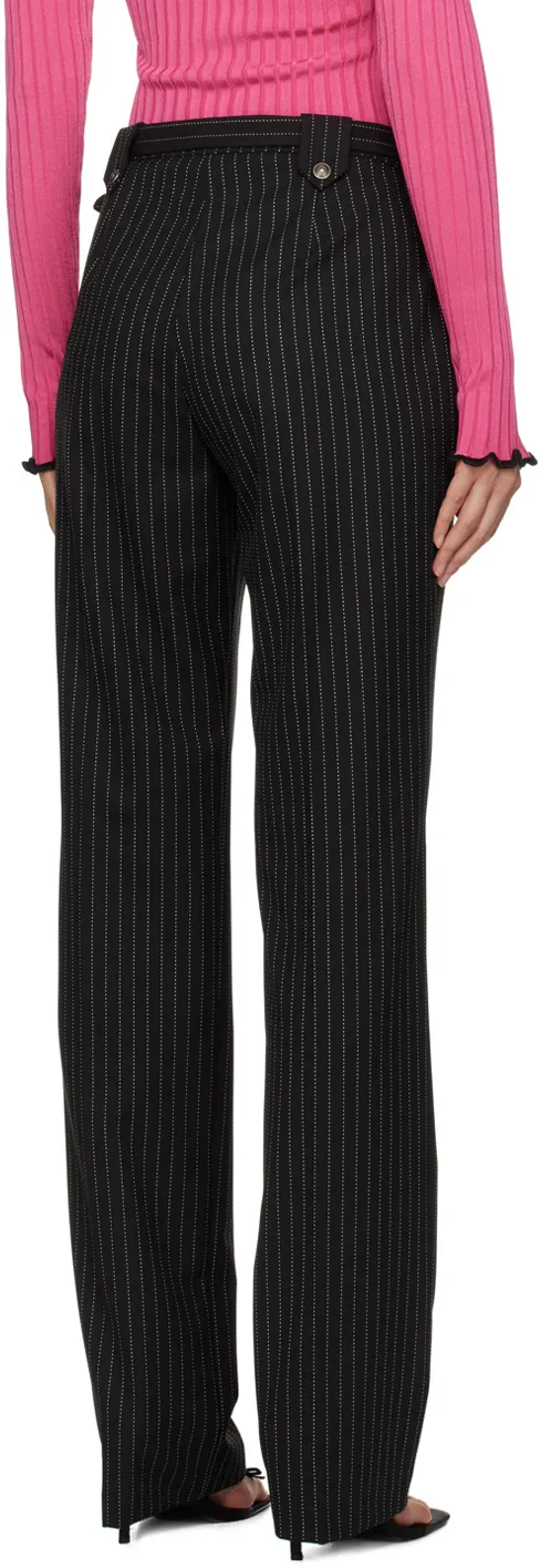 Pinstriped Logo-Engraved Straight Trousers